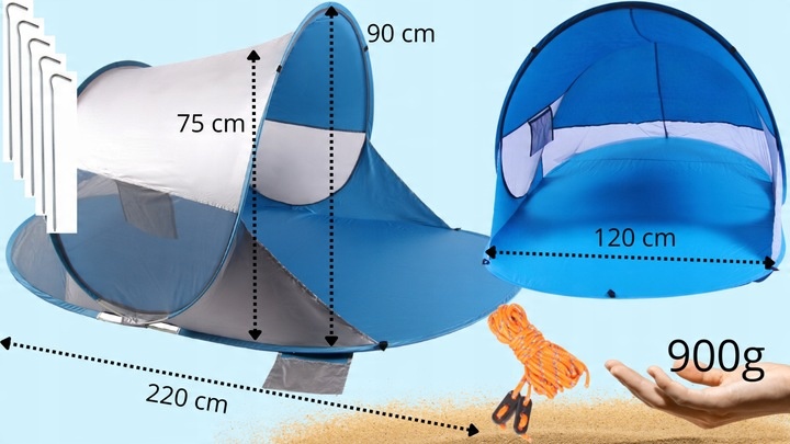 NAMIOT PLAŻOWY SAMOROZKŁADAJĄCY FILTR UV PARAWAN pop up ochrona na słońce