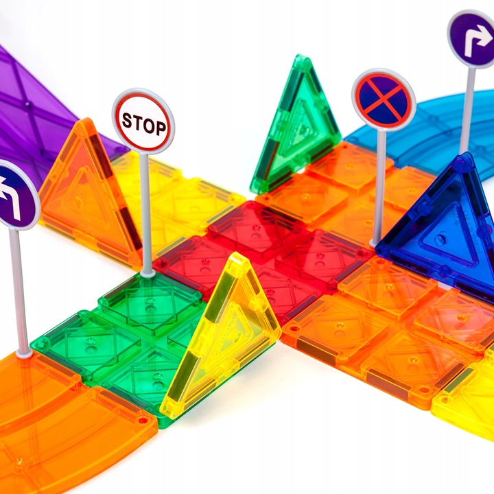 Tor magnetyczny samochodowy Picasso Tiles klocki magnetyczne 50 el duży