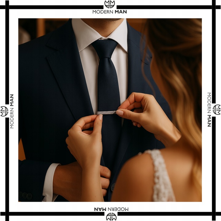 ZESTAW SPINKI DO MANKIETOW I KRAWATA SREBRNO CZARNE ELEGANCKI DLA MEZCZYZNY