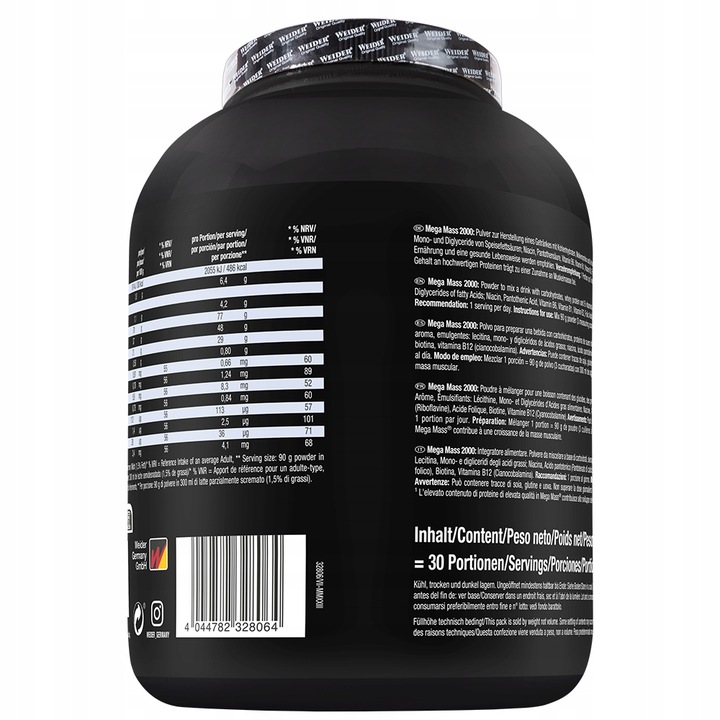 Weider Mega Mass 2000 2.7 kg Czekolada | Mass Gainer