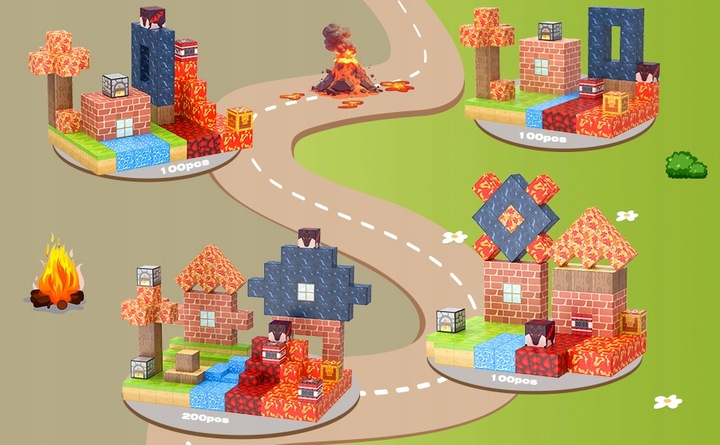 KLOCKI MAGNETYCZNE MINECRAFT BLOKI KLOCKI PIXELE SZEŚCIANY 100 KLOCKÓW