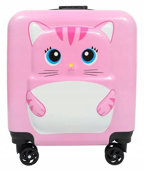 KOT KOTEK WALIZKA 3D DZIECIĘCA BAGAŻ SZYFR DLA DZIECI 4 KÓŁKA