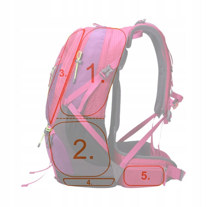 Plecak turystyczny 43l AOKING - fuksja, podzielna komora, wygodny