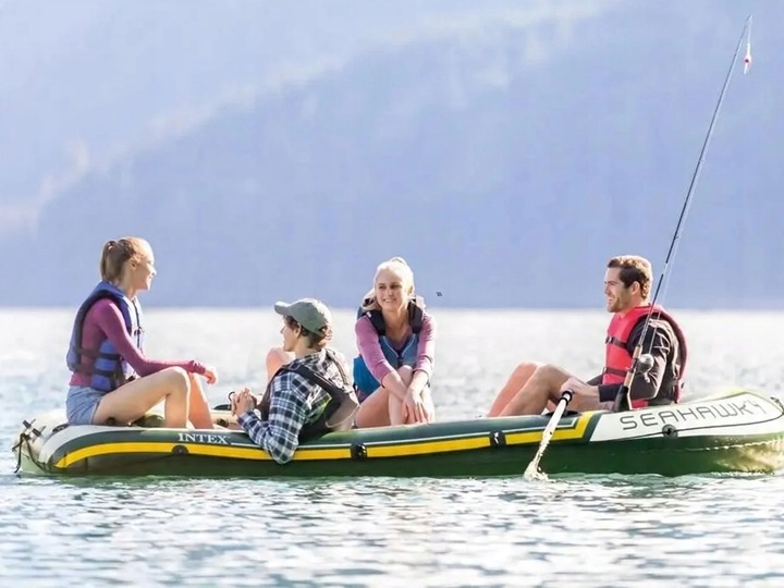 PONTON WĘDKARSKI INTEX SEAHAWK 4-0S + 2 WIOSŁA POMPKA 351cm