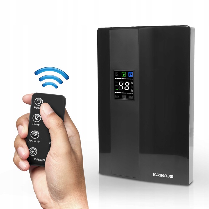 DUŻY OSUSZACZ POWIETRZA POCHŁANIACZ WILGOCI Z PILOTEM LAMPA UV KREXUS