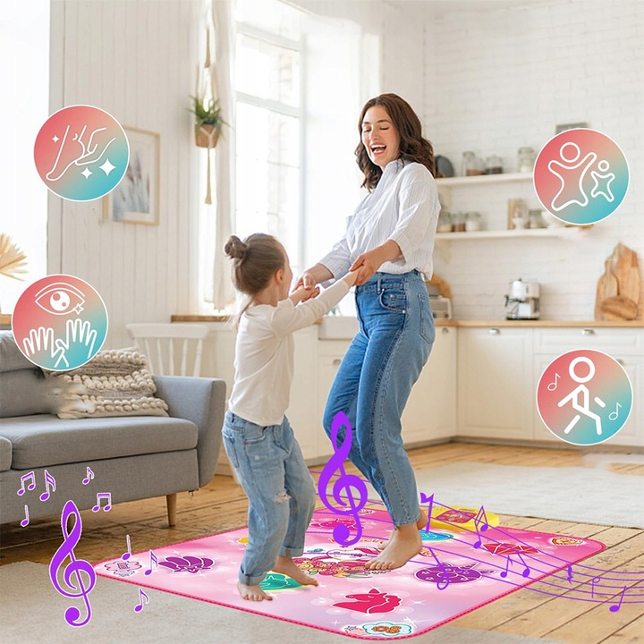 JEDNOROŻEC MATA DO TAŃCA MUZYCZNEGO DLA DZIECI 5 TRYBÓW 3 POZIOMY 100x87cm
