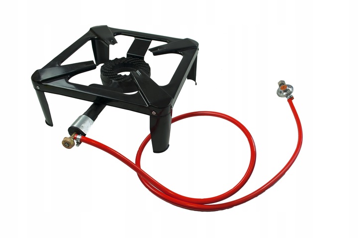 ŻELIWNY TABORET GAZOWY PALNIK ZESTAW REDUKTOR WĄŻ SOLIDNY TRWAŁY