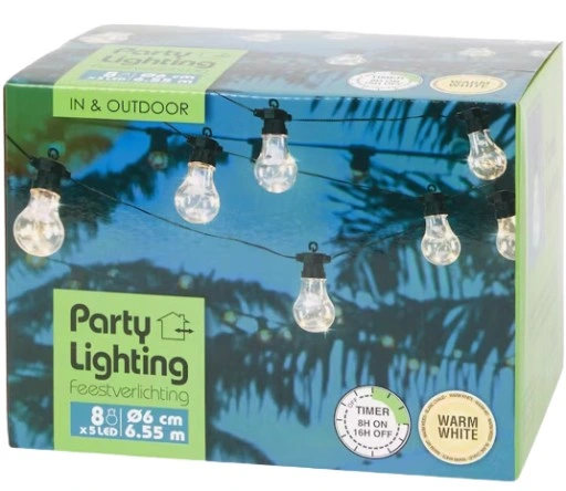 Sznur oświetleniowy Lampki żarówki 6,55m 8x LED