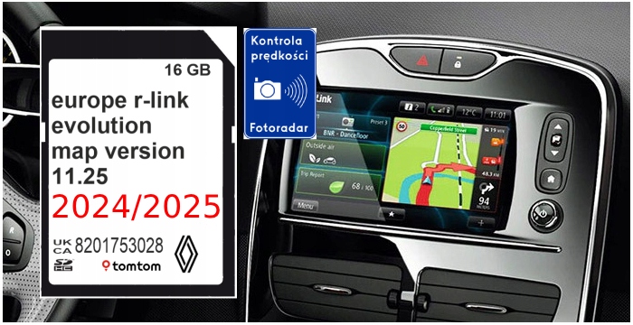MAPA KARTA RENAULT R-LINK TOMTOM EVOLUTION LIVE 2024/2025 11.25 EU RADARY
