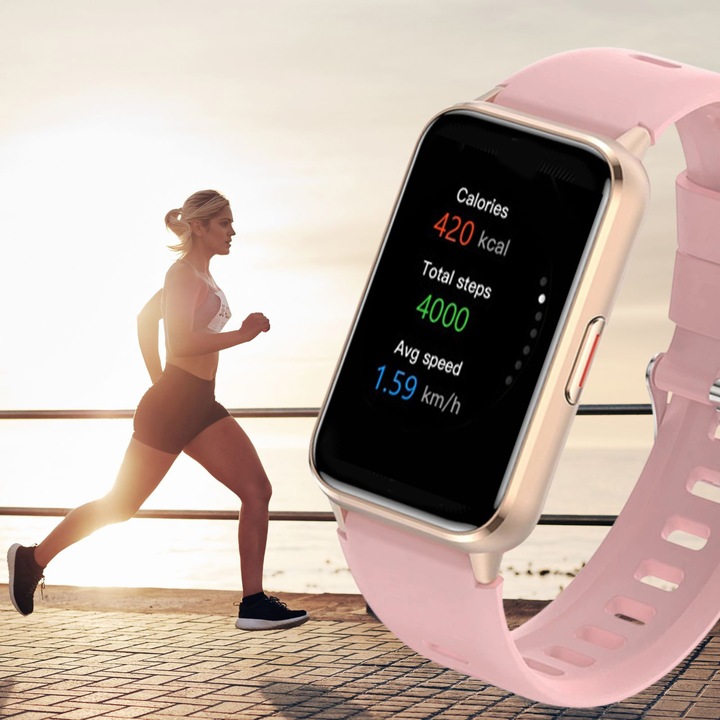 SMARTWATCH z AMOLED Damski ZEGAREK rozmowy SMS SPORT ZDROWIE ZŁOTY MENU PL