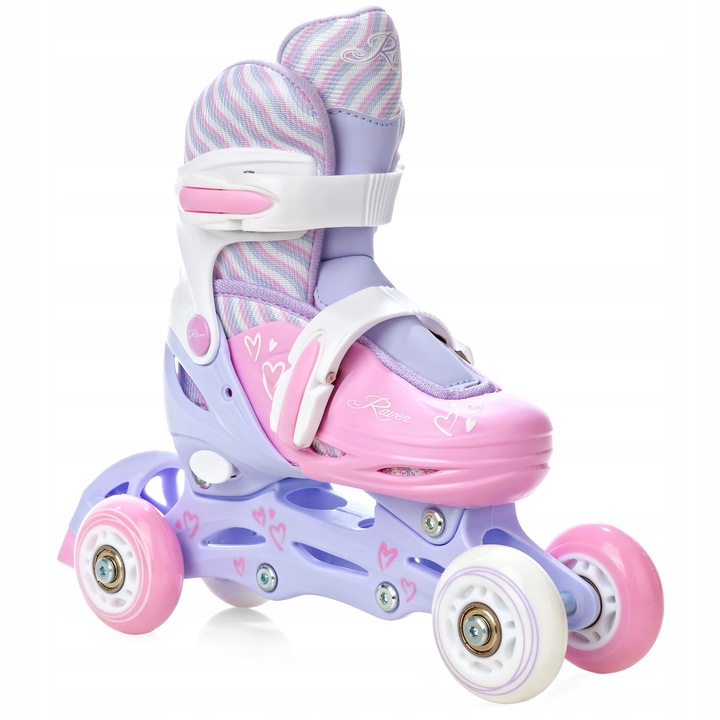 Rolki Wrotki Regulowane 3w1 RAVEN Loret Lila/Pink 34-37 Kółka LED