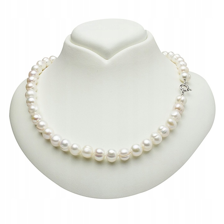 SREBRNY NASZYJNIK Z BIAŁYCH PEREŁ