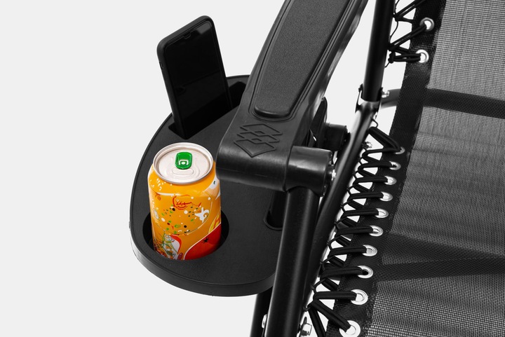 LEŻAK OGRODOWY Z PODNÓŻKIEM, ZAGŁÓWKIEM I STOLIKIEM NA NAPOJE ZERO GRAVITY