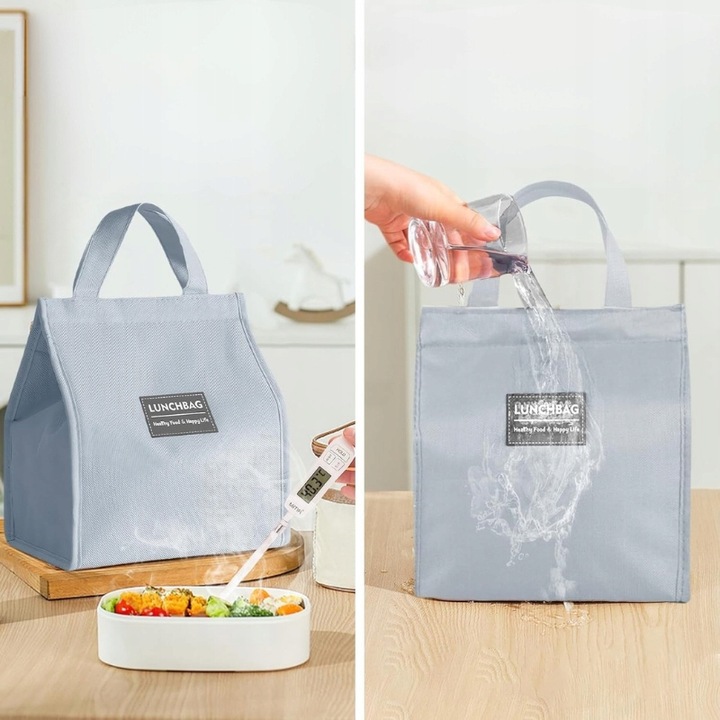 TORBA TERMICZNA Z UCHWYTEM IZOLACYJNA WODOODPORNA LUNCH BOX SZARA 10 L