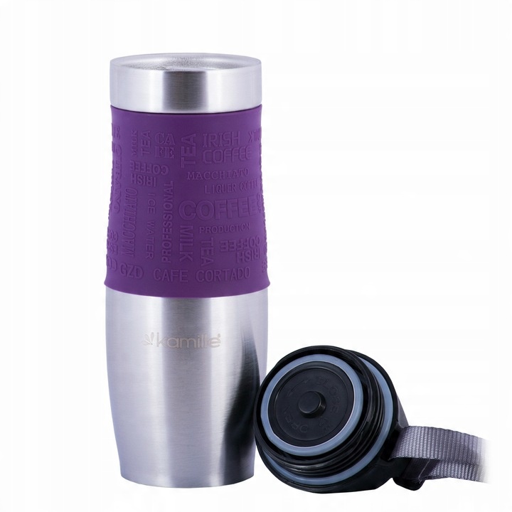 KUBEK TERMICZNY TERMOS STALOWY 100% SZCZELNY pojemny bidon KAMILLE 480 ml