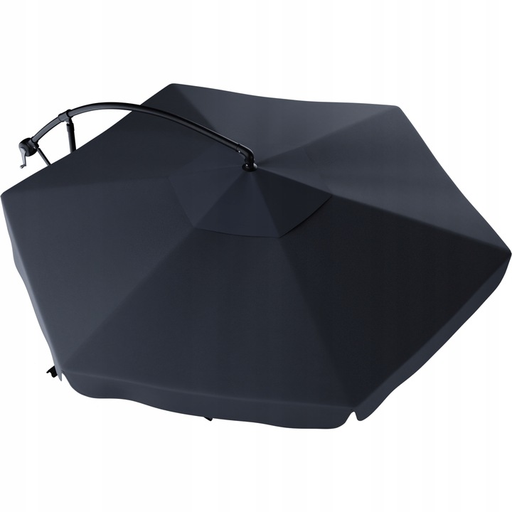 PARASOL OGRODOWY 350cm SKŁADANY NA WYSIĘGNIKU WODOODPORNY + POKROWIEC SZARY