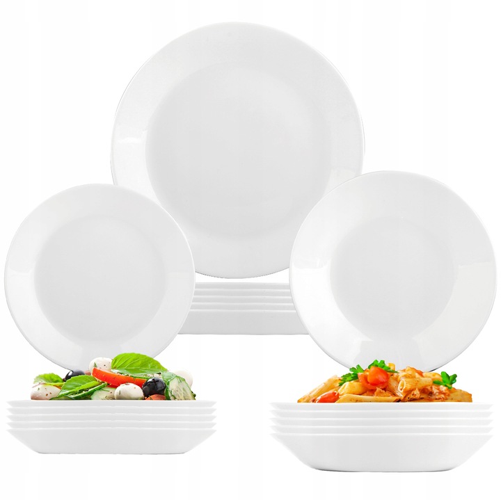 Serwis OBIADOWY komplet talerzy dla 6 osób 18 elementów BIAŁE