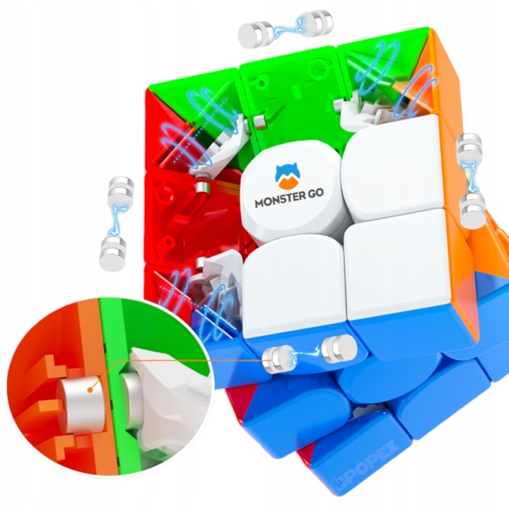 PROFESJONALNA KOSTKA 3x3 MAGNETYCZNA GAN MONSTER GO + PODSTAWKA + ALGORYTMY