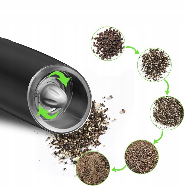 ELEKTRYCZNY MŁYNEK DO PIEPRZU ZESTAW 2 SZT MŁYNKÓW DO SOLI I PIEPRZU, Z LED