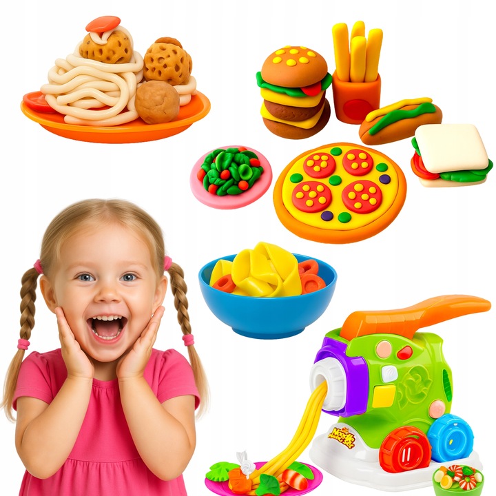 Ciastolina makaron maszynka ciasto masa plastyczna zestaw kreatywny 18w1