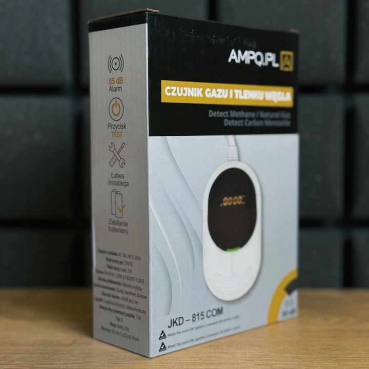 Czujnik Czadu Gazu Ziemnego Tlenku Węgla Detektor Czujka CERTYFIKOWANY LCD