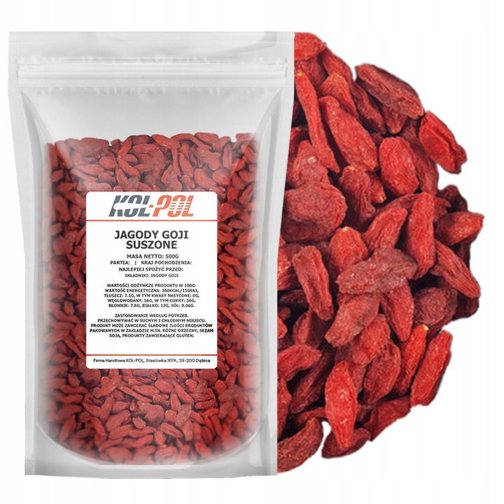 JAGODY GOJI 500g Suszone owoce na słońcu naturalne