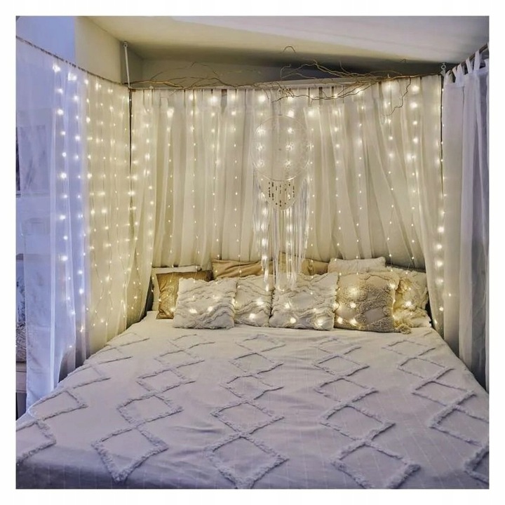 Kurtyna świetlna IP44 180 LED 1,7x1,5m - 8 programów - ciepła biel D3EW02 E