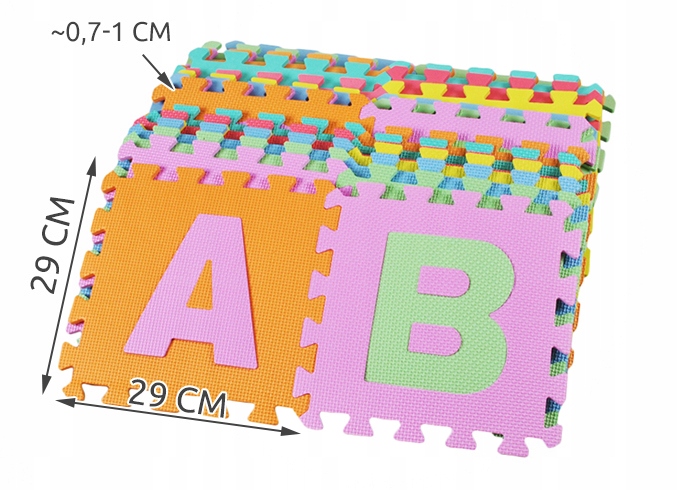 DUŻE PUZZLE EDUKACYJNE PIANKOWE DLA DZIECI CYFRY I LITERY MATA 36 ELEMENTÓW