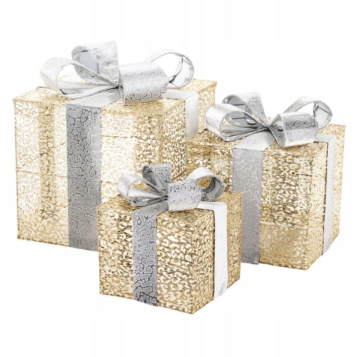 Ozdoba Prezenty zestaw 3 szt. LED Figurka świetlna świąteczna prezentowy