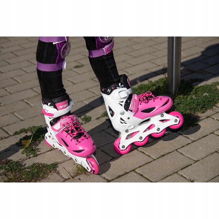 REGULOWANE ŁYŻWOROLKI WROTKI ŁYŻWY DLA DZIECI 4W1 ENERO 30-33 RÓŻOWE