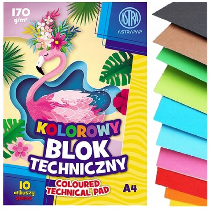 ASTRA ZESTAW BLOKÓW RYSUNKOWE, TECHNICZNE, BIAŁE KOLOROWE, BLOKI A4, A3