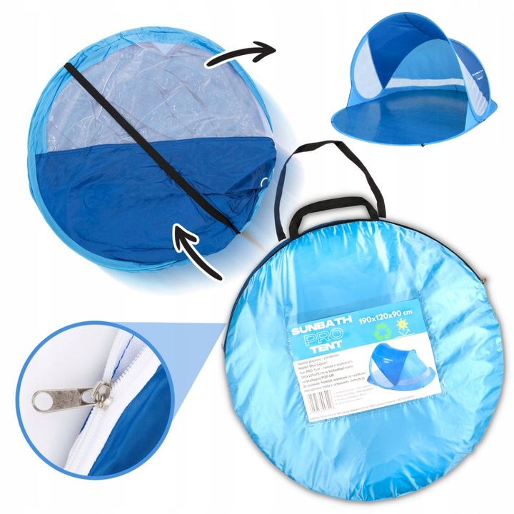 Namiot Plażowy Samorozkładający Parawan XXL dzieci ochrona UV POP-UP