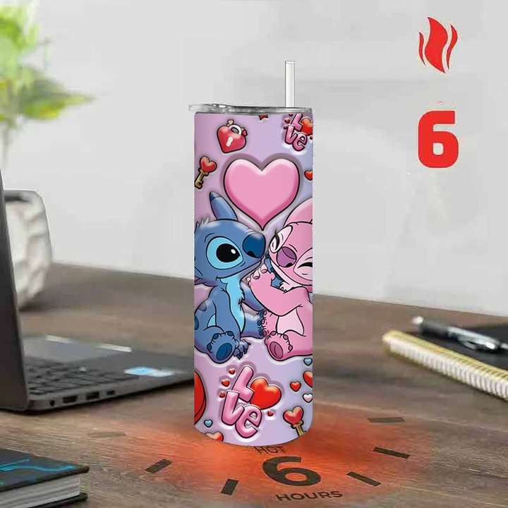 Butelka na Wodę ze Stali Nierdzewnej z Motywem Stitch i Aniołek 20oz