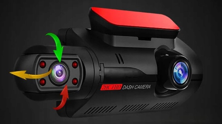 WIDEOREJESTRATOR KAMERA SAMOCHODOWA REJESTRATOR JAZDY HD DWA OBIEKTYWY