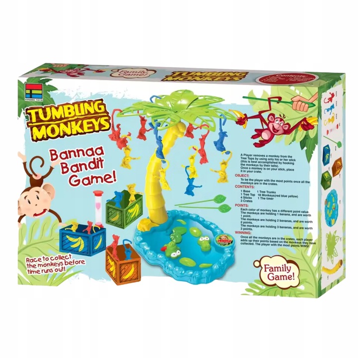 GRA ZRĘCZNOŚCIOWA SPADAJACE MAŁPKI GRA RODZINNA TOWARZYSKA PATYCZKI