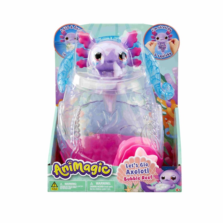 Animagic: Let's Glo Axolotl Bubble Reef | Portable Magic Bubble Aquarium |