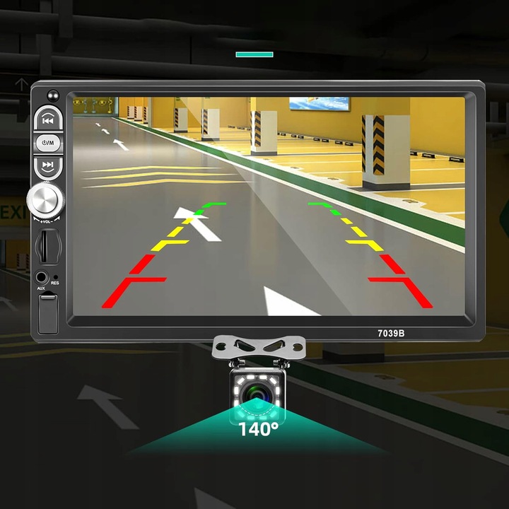 RADIO SAMOCHODOWE BLUETOOTH WYŚWIETLACZ 7"KAMERA COFANIA ZESTAW UNIWERSALNY