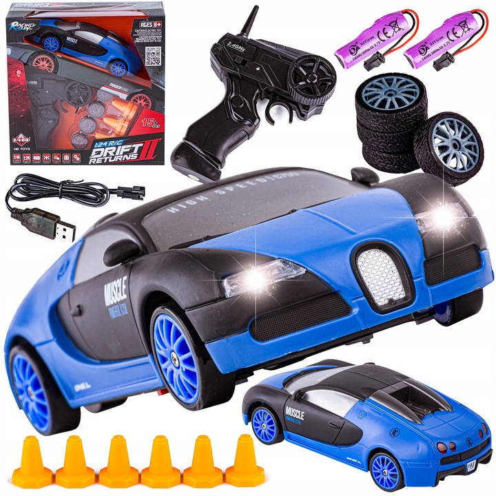 Wyścigowy Samochód Auto do DRIFTu 4x4 2,4GHz BUGATTI światła DRIFT + PAKIET