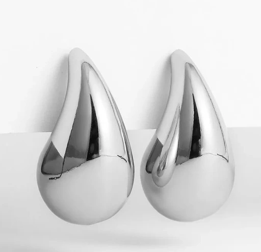 KOLCZYKI srebrna KROPLA łezka stal 316L