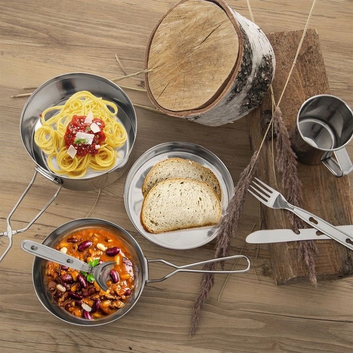 Menażka turystyczna harcerska na biwak obóz oryginalna czeska 7 elementów