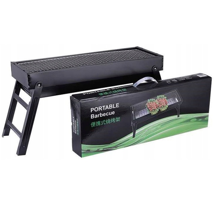 GRILL TURYSTYCZNY SKŁADANY OGRODOWY PRZENOŚNY KEMPINGOWY WĘGLOWY DUŻY 60CM