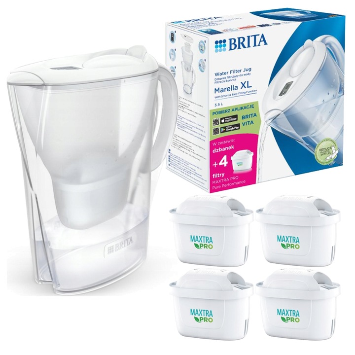 BRITA DZBANEK FILTRUJĄCY XL 4 WKŁADY ELEKTRONICZNY WSKAŹNIK POJEMNOŚĆ 3,5 L