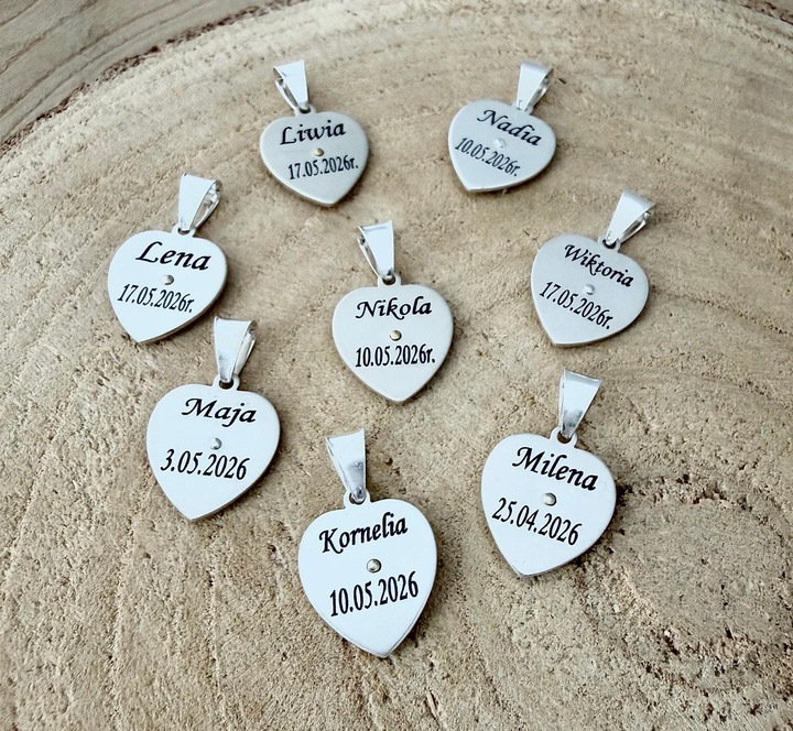 Medalik Komunijny Matka Boska Serce i łańcuszek srebrny 45cm GRAWER Komunia