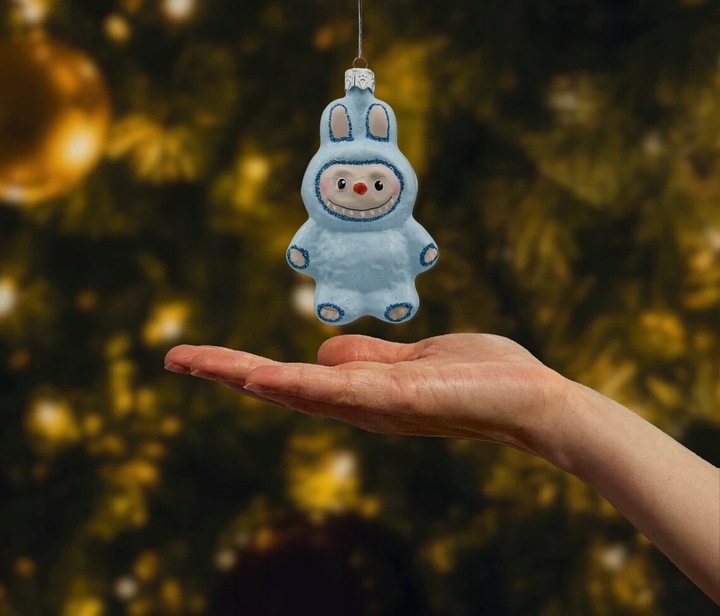 Bombka choinkowa ręcznie malowana - Labubu: błękitne