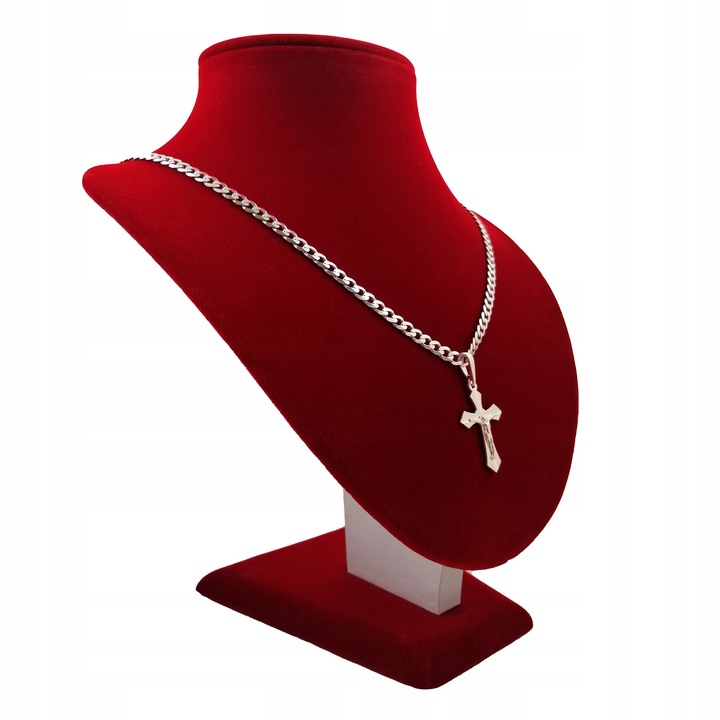 SREBRNY ŁAŃCUSZEK PANCERKA+KRZYŻYK 925+GRAWER DLA CHŁOPCA NA CHRZEST ROCZEK