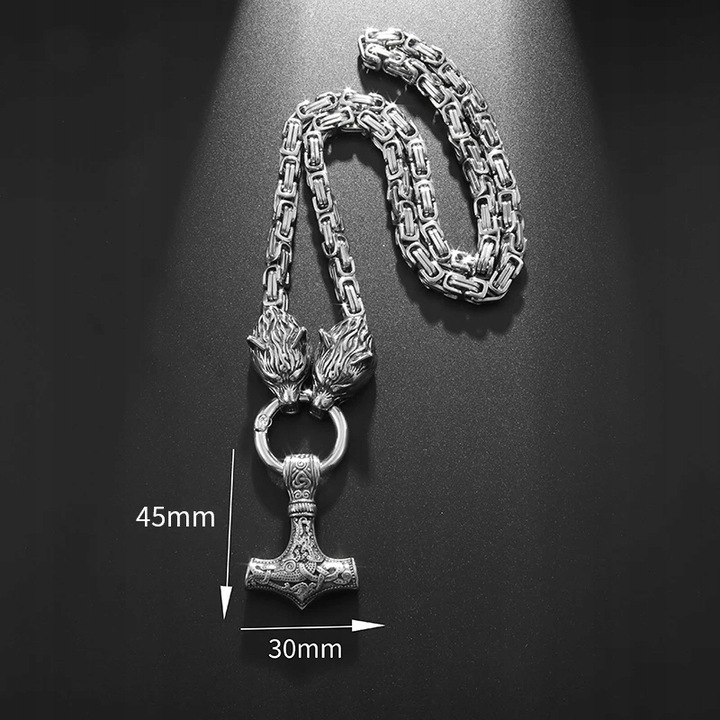 NASZYJNIK MĘSKI THOR MŁOT WIKINGÓW WIEDŹMIN SZKOŁA WILKA STAL CHIRURGICZNA