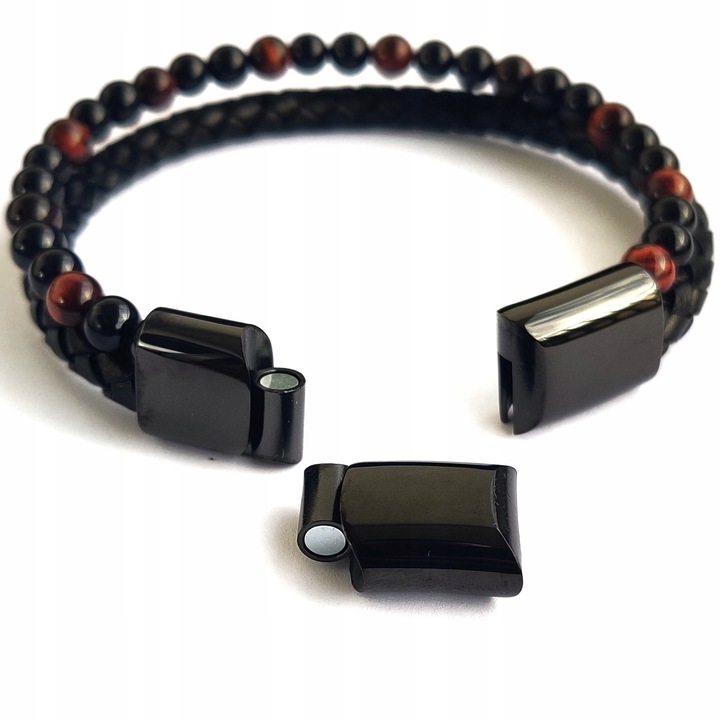 Bransoletka męska skórzana REGULOWANA Z TYGRYSIM OKIEM PREZENT Versatile