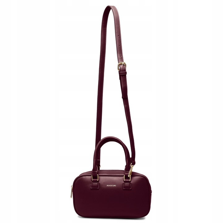PUCCINI Torebka Damska Mała Kuferek Skóra Ekologiczna Bordowa BK2251019M-3B