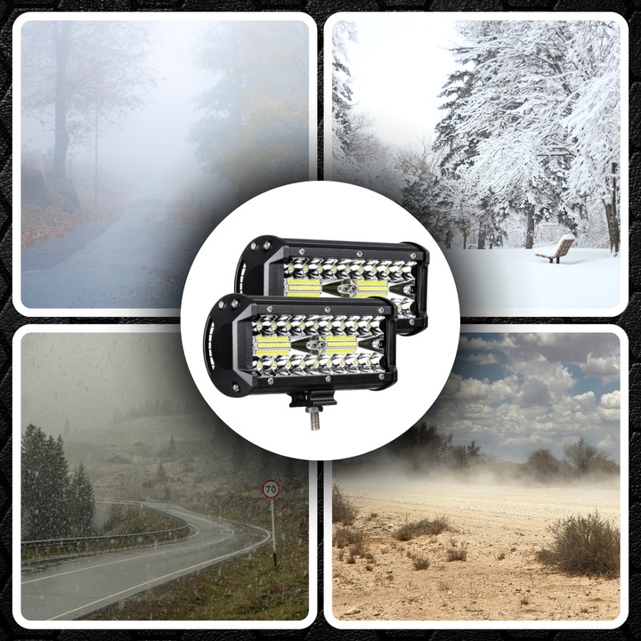 ZESTAW LAMPA ROBOCZA HALOGEN SAMOCHODOWY QUAD 2x 120W MOCNY LED CREE IP68