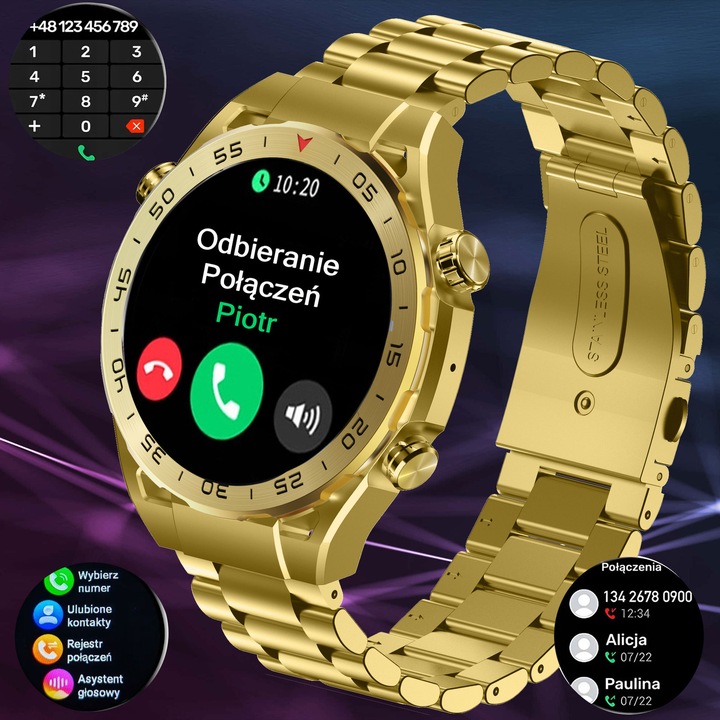 Zegarek męski SMARTWATCH GRAVITY odbieranie połączeń 1.39" wielofunkcyjny